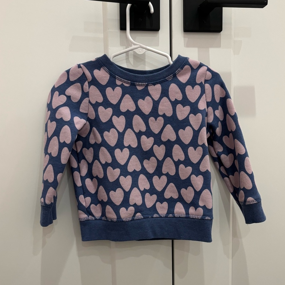 Cat and Jack blue sweatshirt with hearts 2t